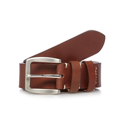 Tan leather double keeper belt